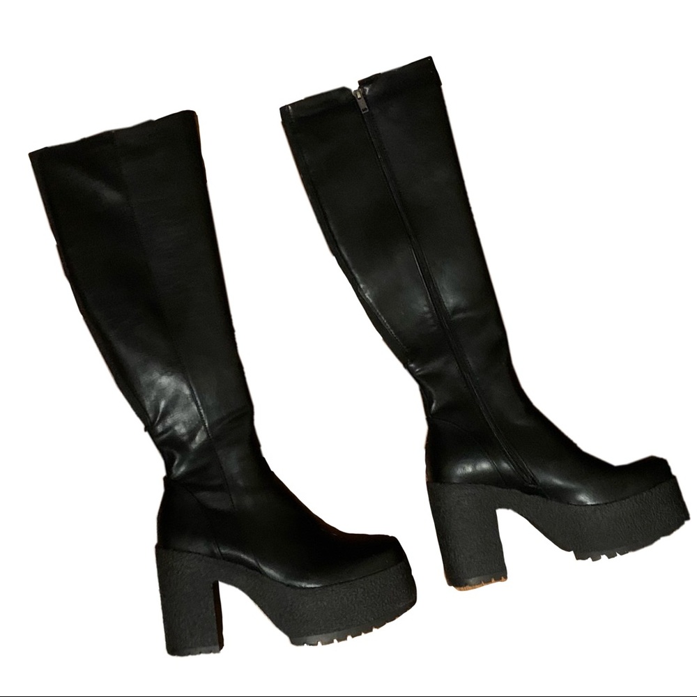 Lamoda black knee high platform boots 8-8.5 SALE PENDING